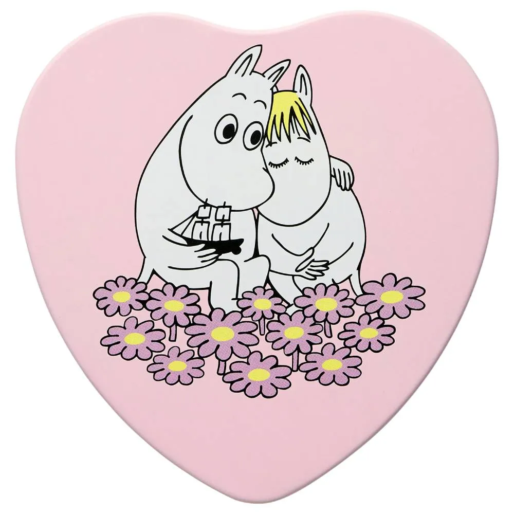 Moomintroll Together boîte coeur métal rose 10 cm