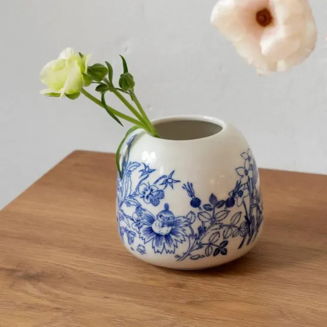 Moomintroll Haru vase bleu blanc porcelaine