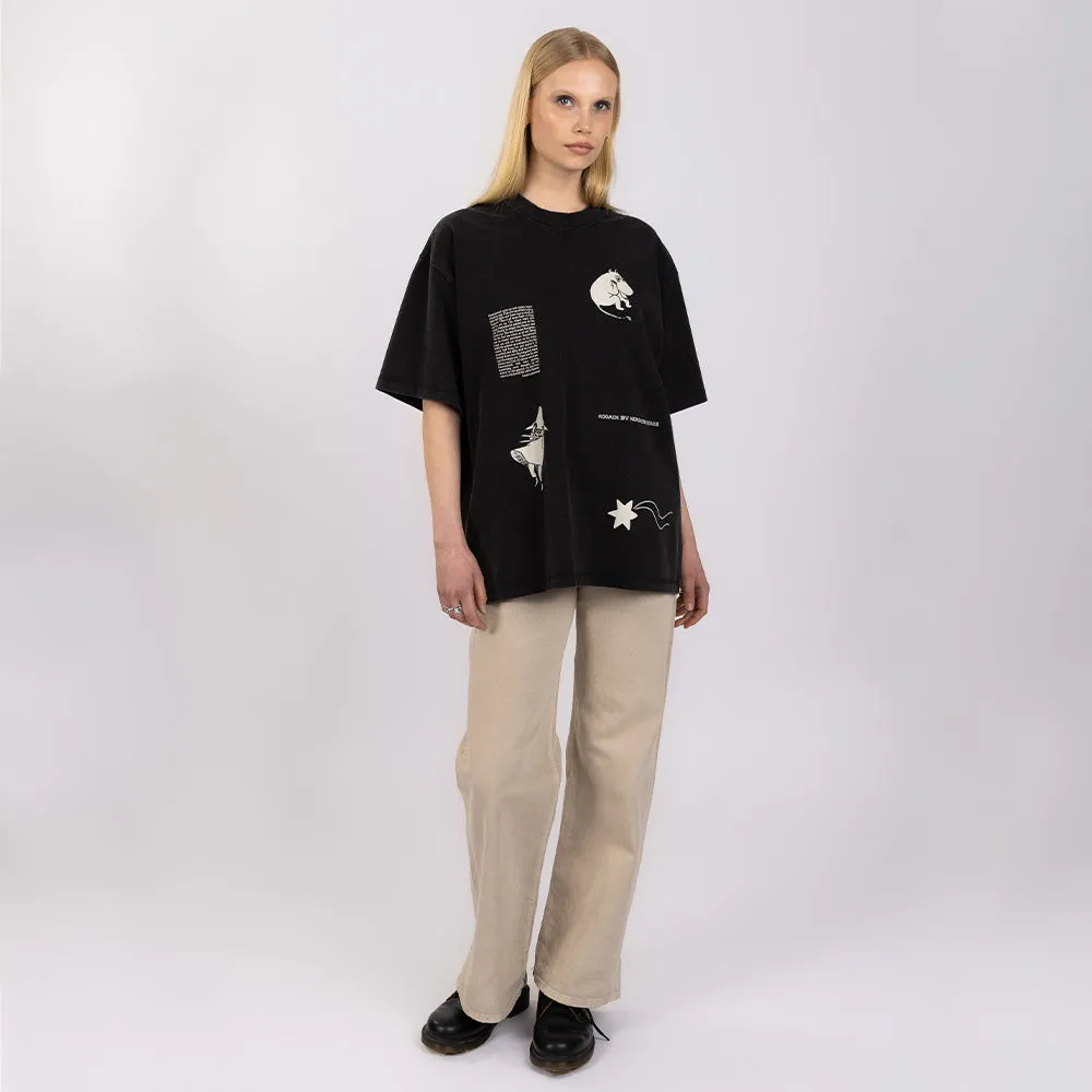Moomintroll Comet T-shirt noir unisexe coton
