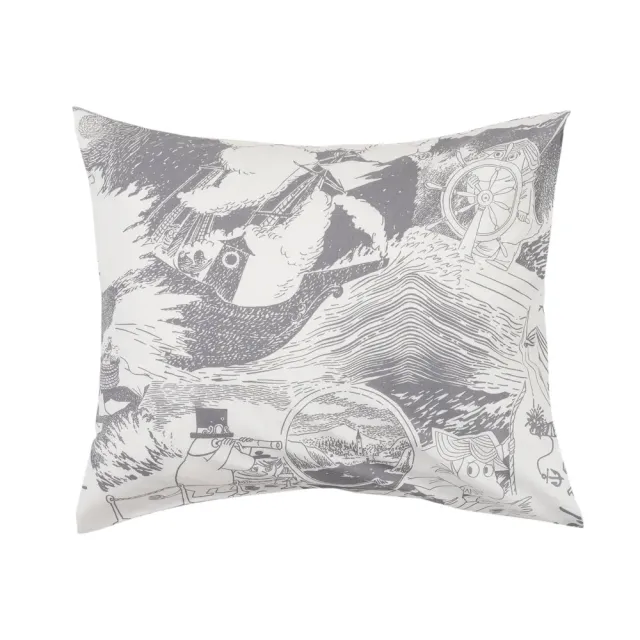 Moomintroll Sailing taie oreiller grise coton bio