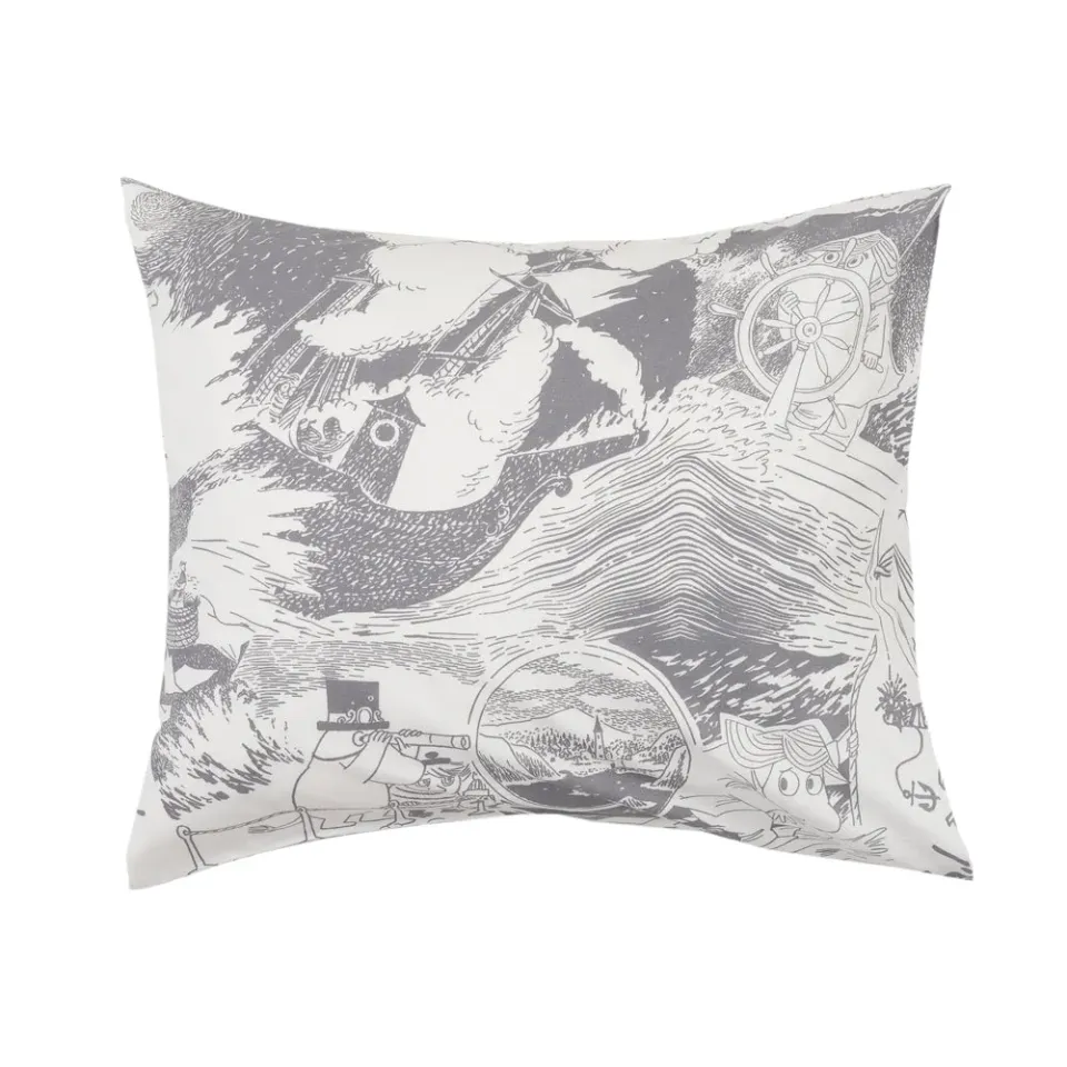 Moomintroll Sailing taie oreiller grise coton bio