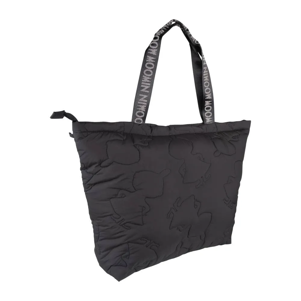 Moomintroll Little My sac shopping matelassé noir logo