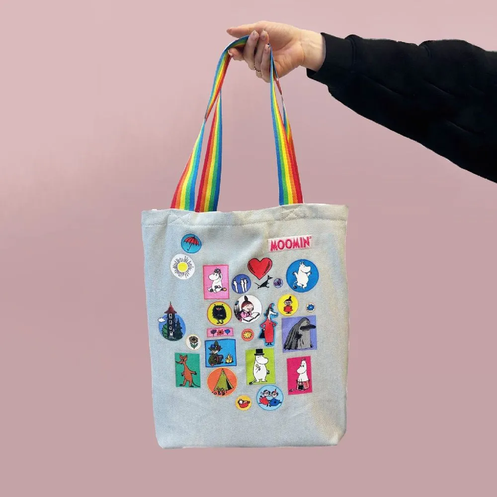 Moomintroll Denim tote bag jean patchs 45 x 39 cm