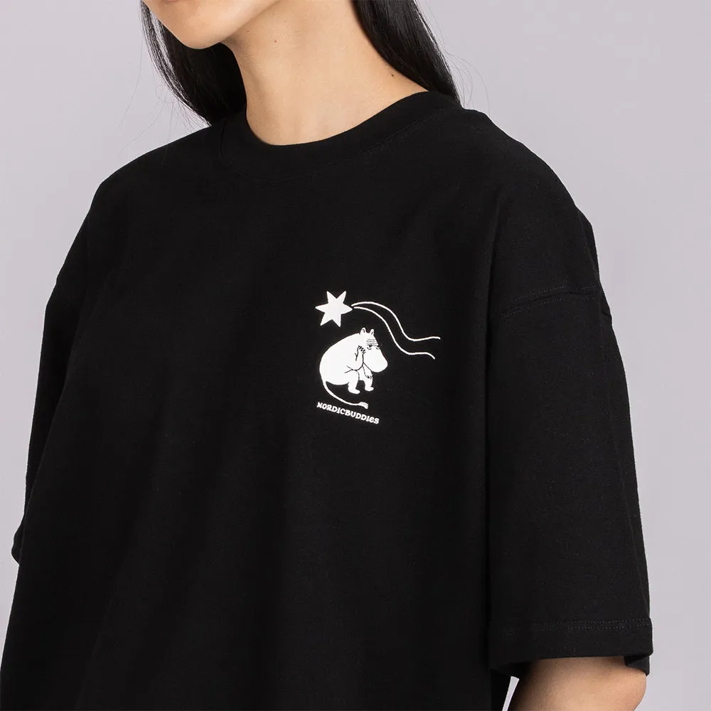 Moomintroll Comet T-shirt Unisexe Noir coton bio