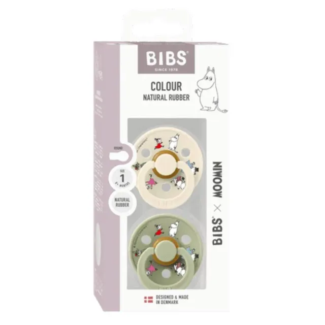 Moomintroll Friends BIBS Colour sucettes 2 pièces ivoire sauge caoutchouc naturel