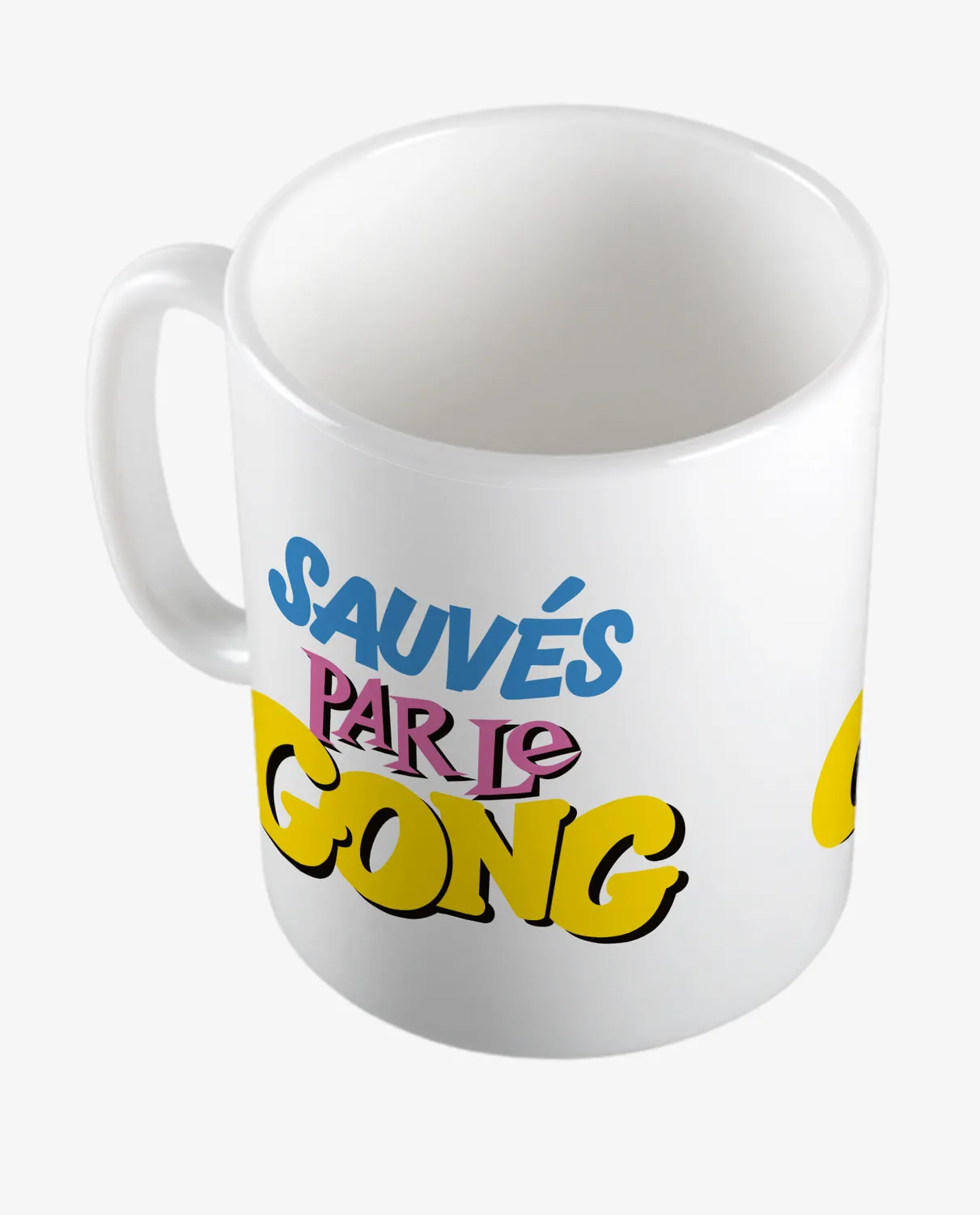 Pixgoodies Sauvés par le gong mug céramique 325 ml