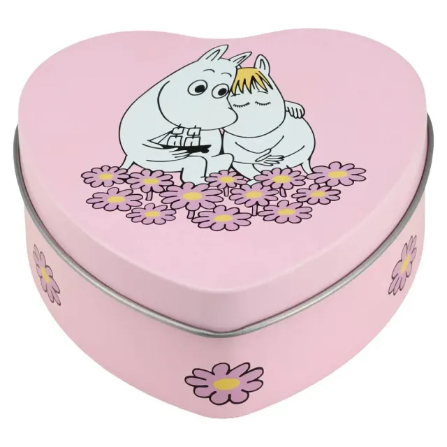 Moomintroll Together boîte coeur métal rose 10 cm