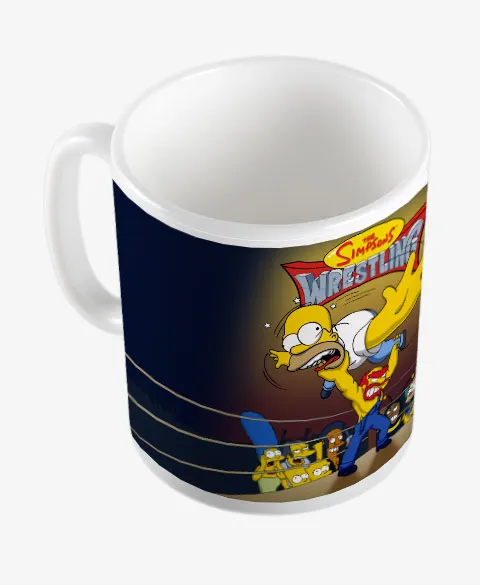 Pixgoodies Les Simpson Wrestling Homer vs Willie mug 325 ml