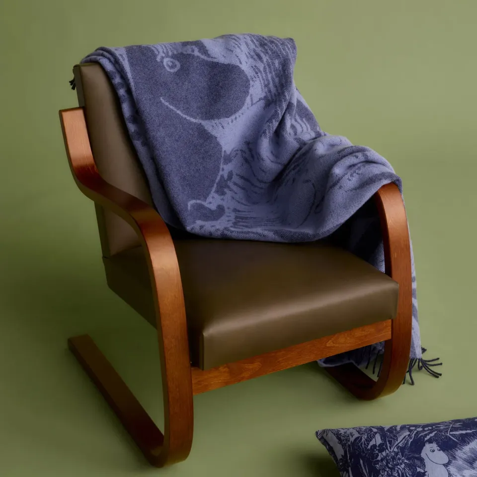 Moomintroll Mystical Forest plaid laine bleu 130x170 cm