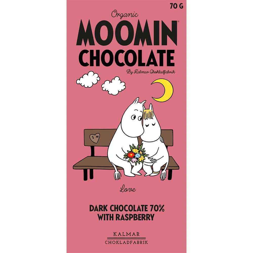 Moomintroll Love chocolat noir framboise 70g 70%
