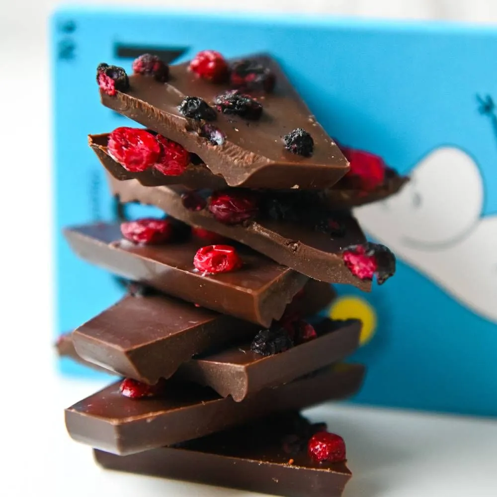 Moomintroll Chocolat noir airelle myrtille 70 g bio