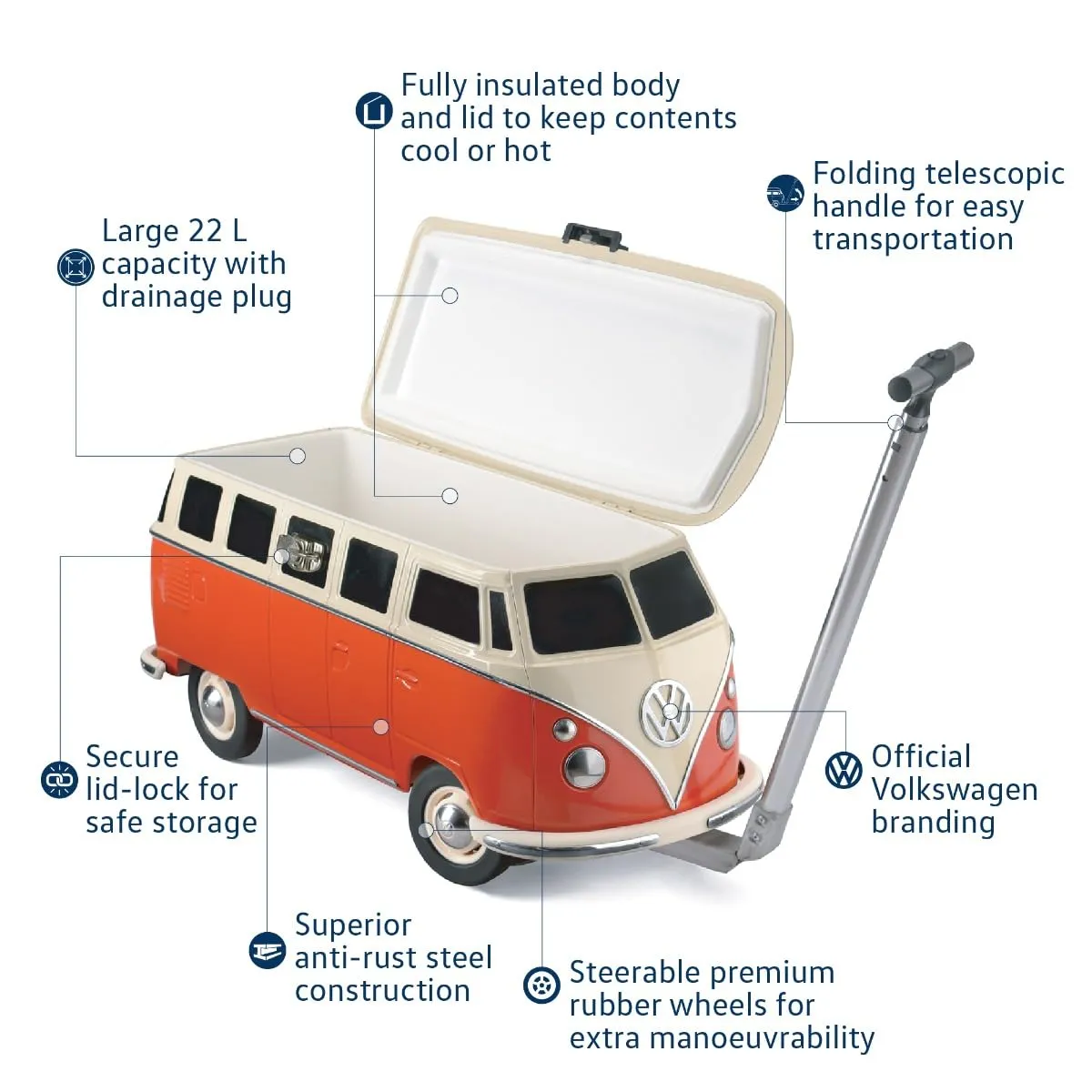 Brisa VW T1 Combi glacière roulante rouge 26 L