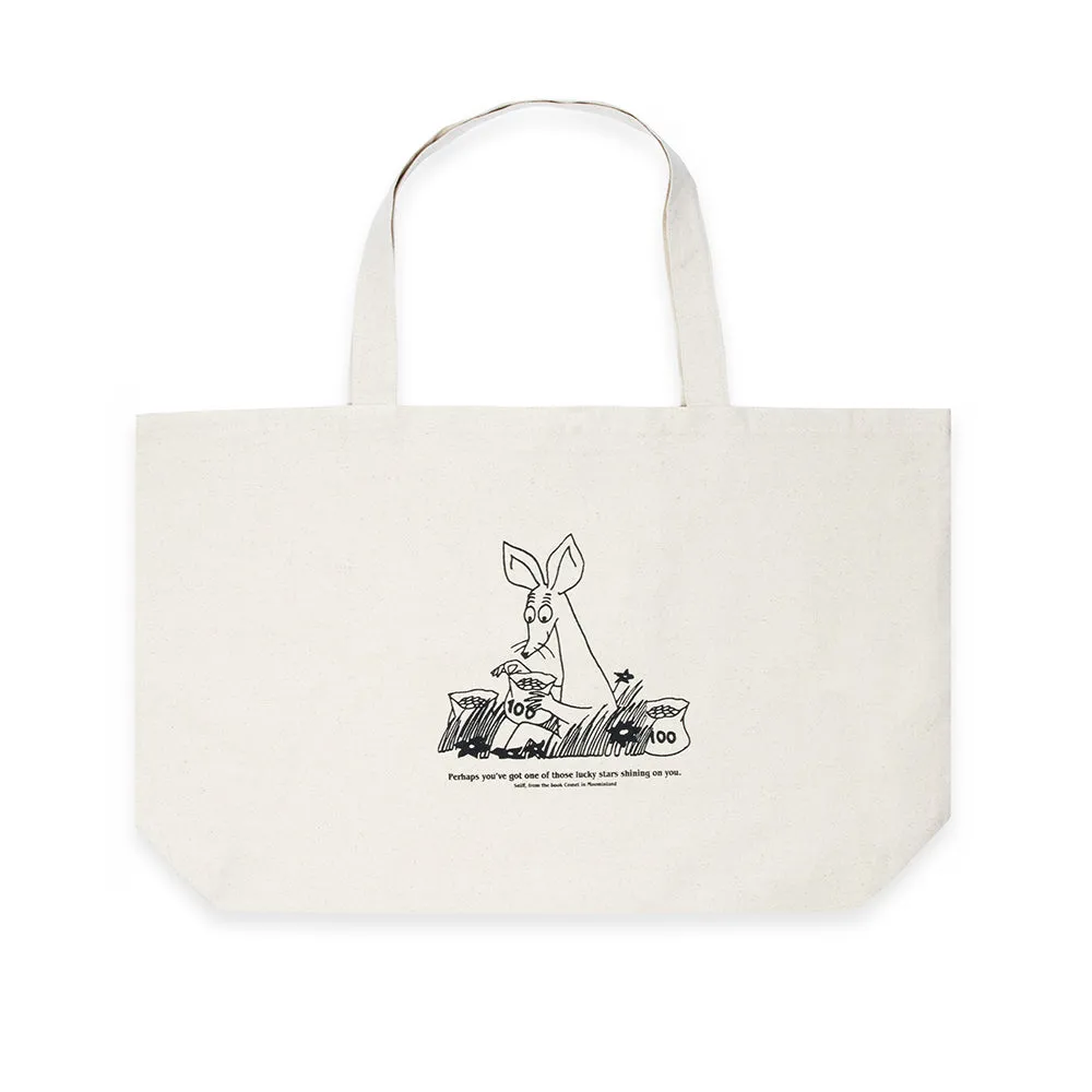 Moomintroll Sniff's Business tote bag XL blanc coton