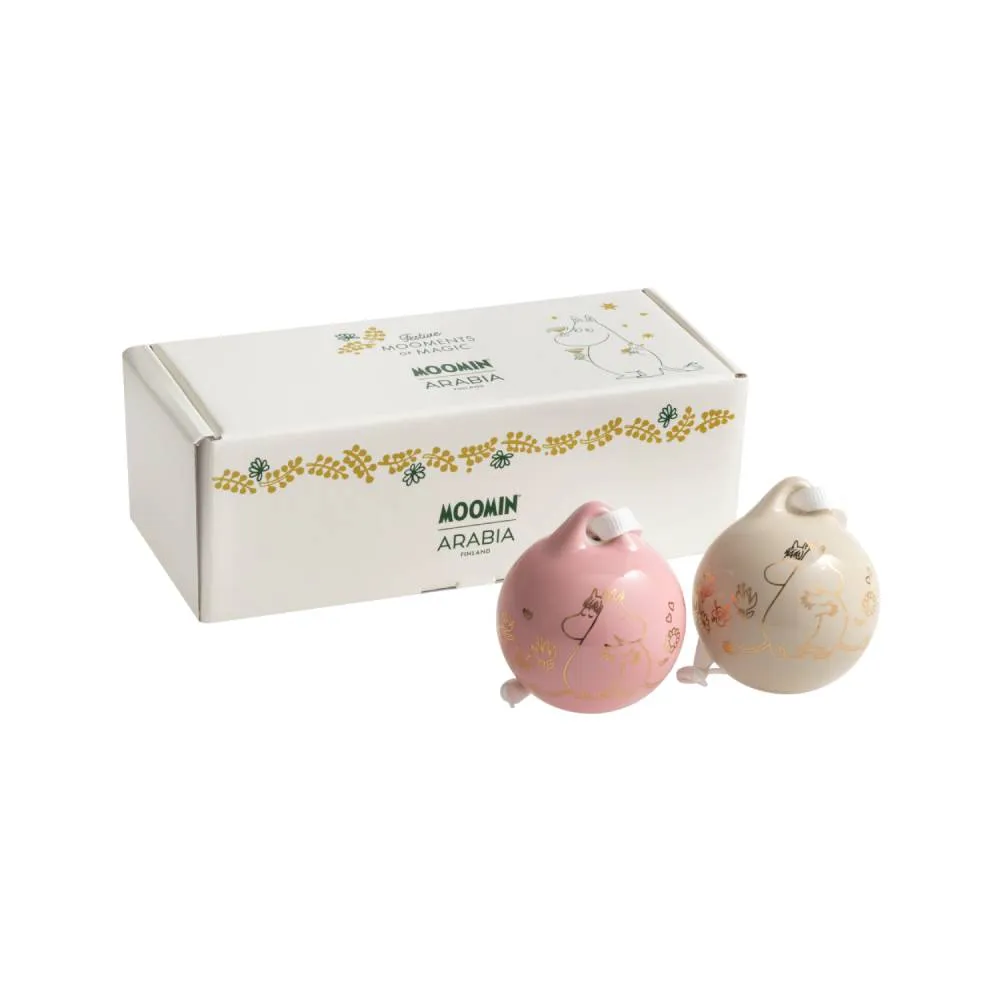Moomintroll Love boules de Noël dorées lot de 2