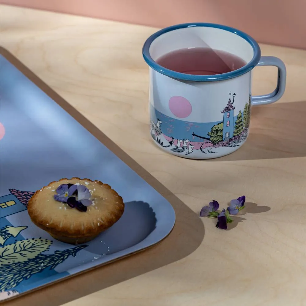 Moomin Sunset plateau 43 x 22 cm bleu et rose en bouleau