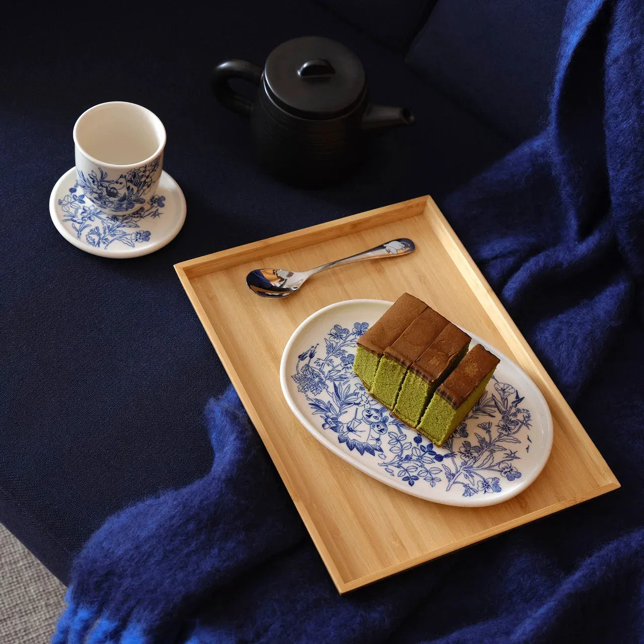 Moomintroll Haru assiette service 17 cm bleu blanc