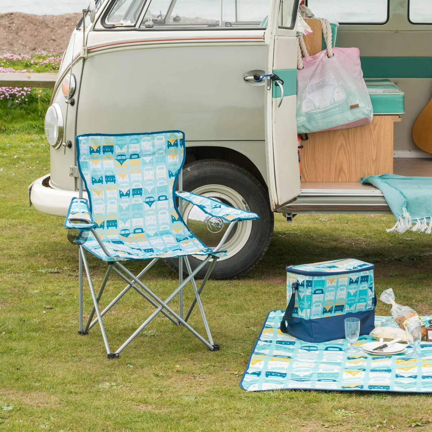 Brisa VW T1 Combi chaise camping pliable bleue