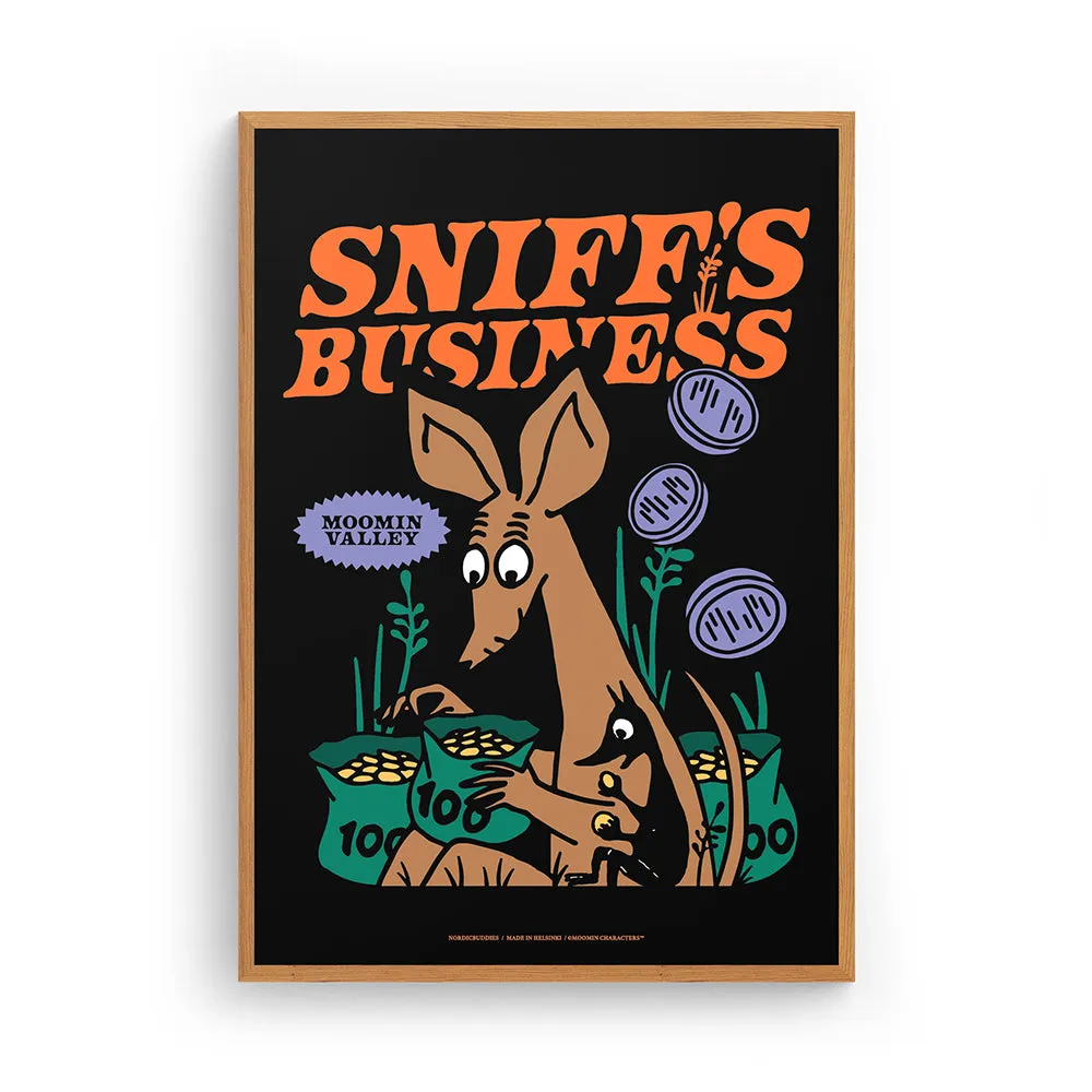 Moomintroll Sniff's Business affiche papier noire
