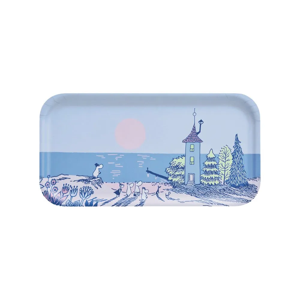 Moomin Sunset plateau 43 x 22 cm bleu et rose en bouleau