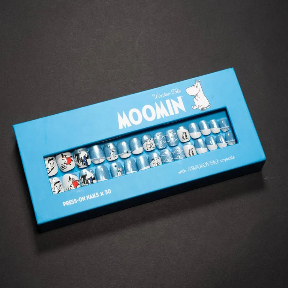 Moomintroll Winter Tale faux ongles bleus 30 pièces réutilisables