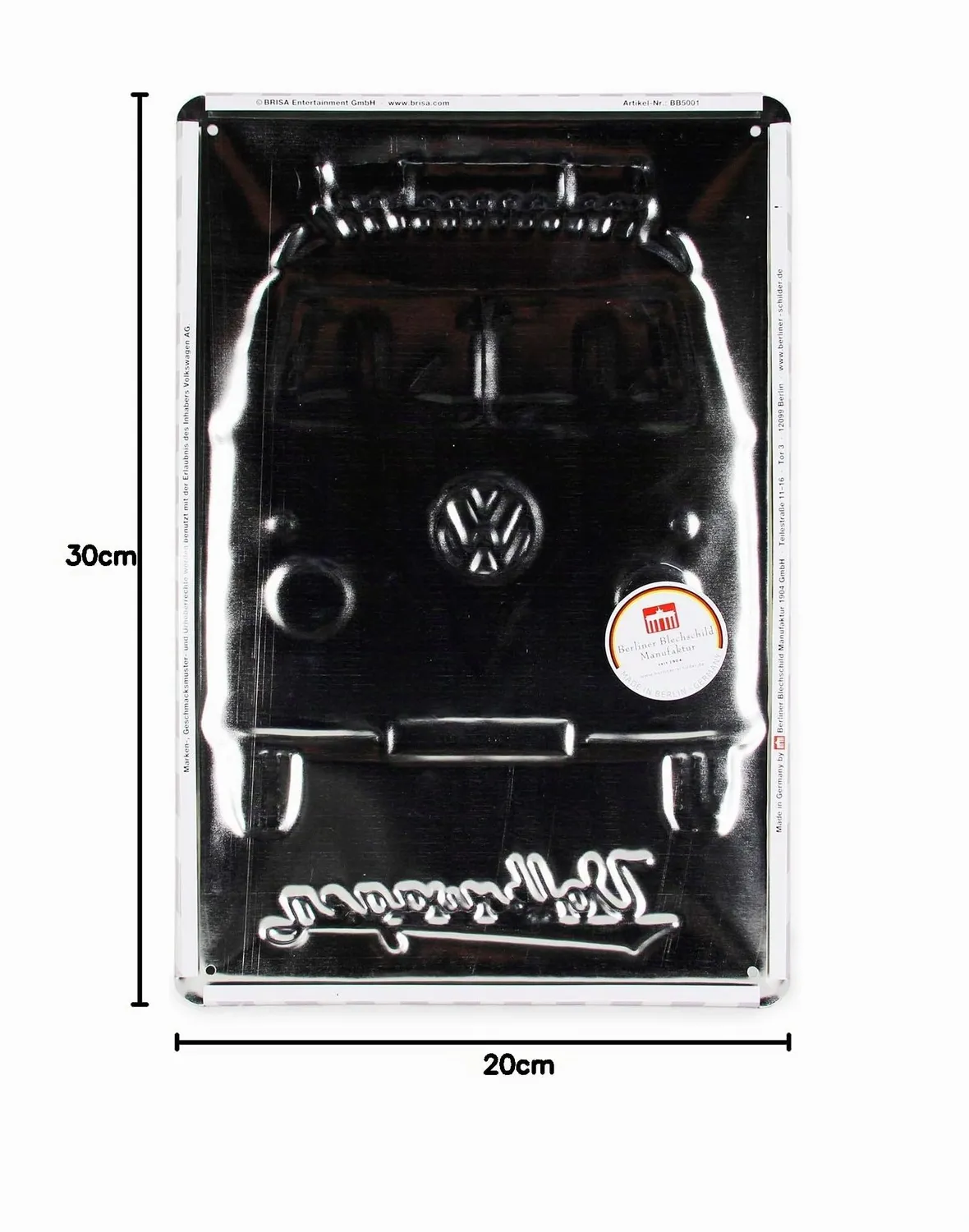 Brisa VW Collection T1 Bus Combi plaque métal 30x20 cm