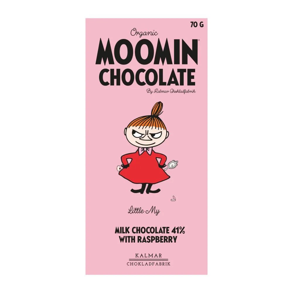Moomintroll Little My chocolat au lait framboise 70g bio