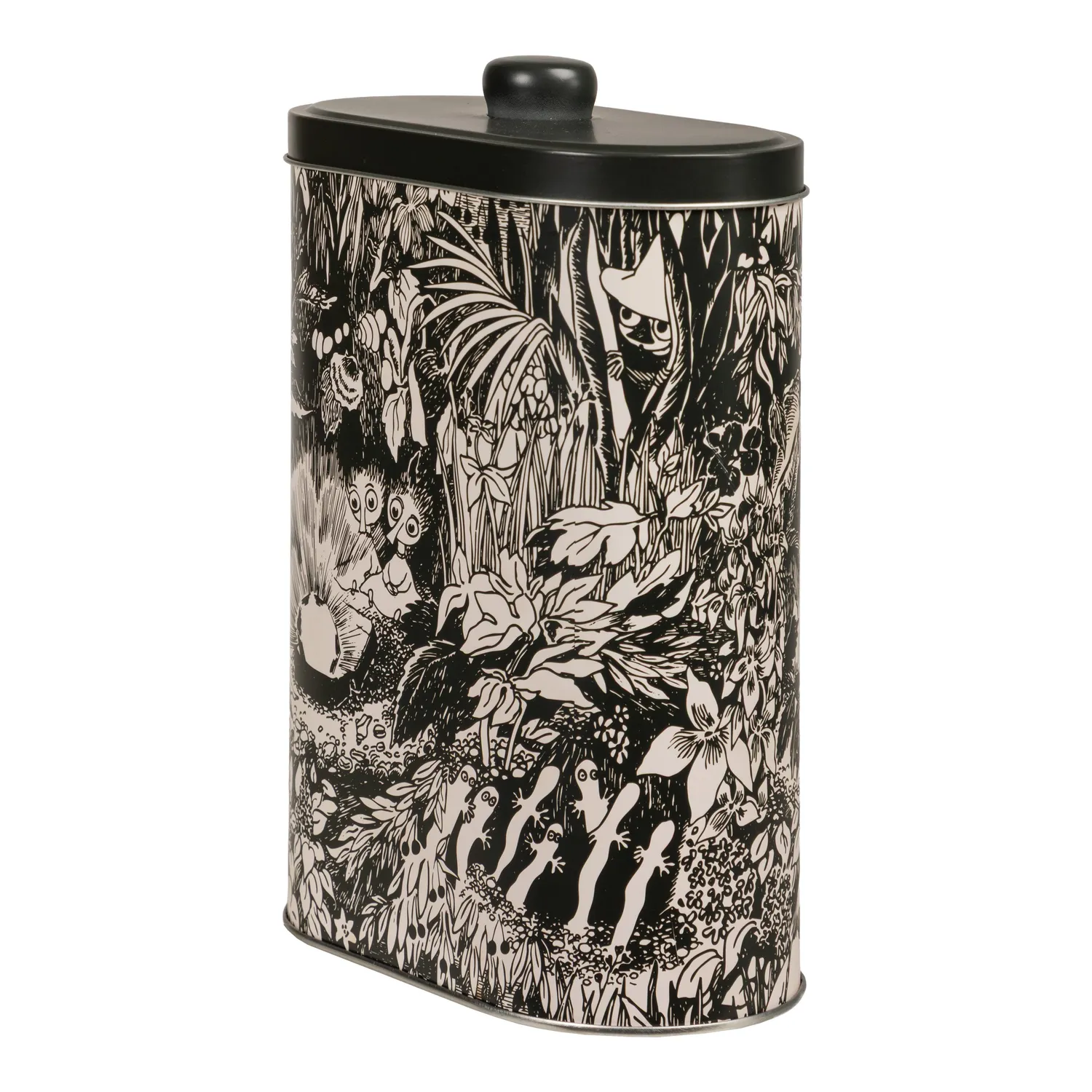 Moomintroll Ruby boîte ovale noir et blanc métal