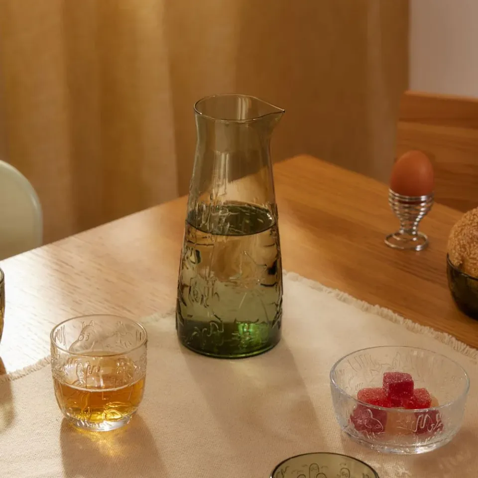 Moomintroll Mystical Forest carafe en verre 100 cl verte soufflée