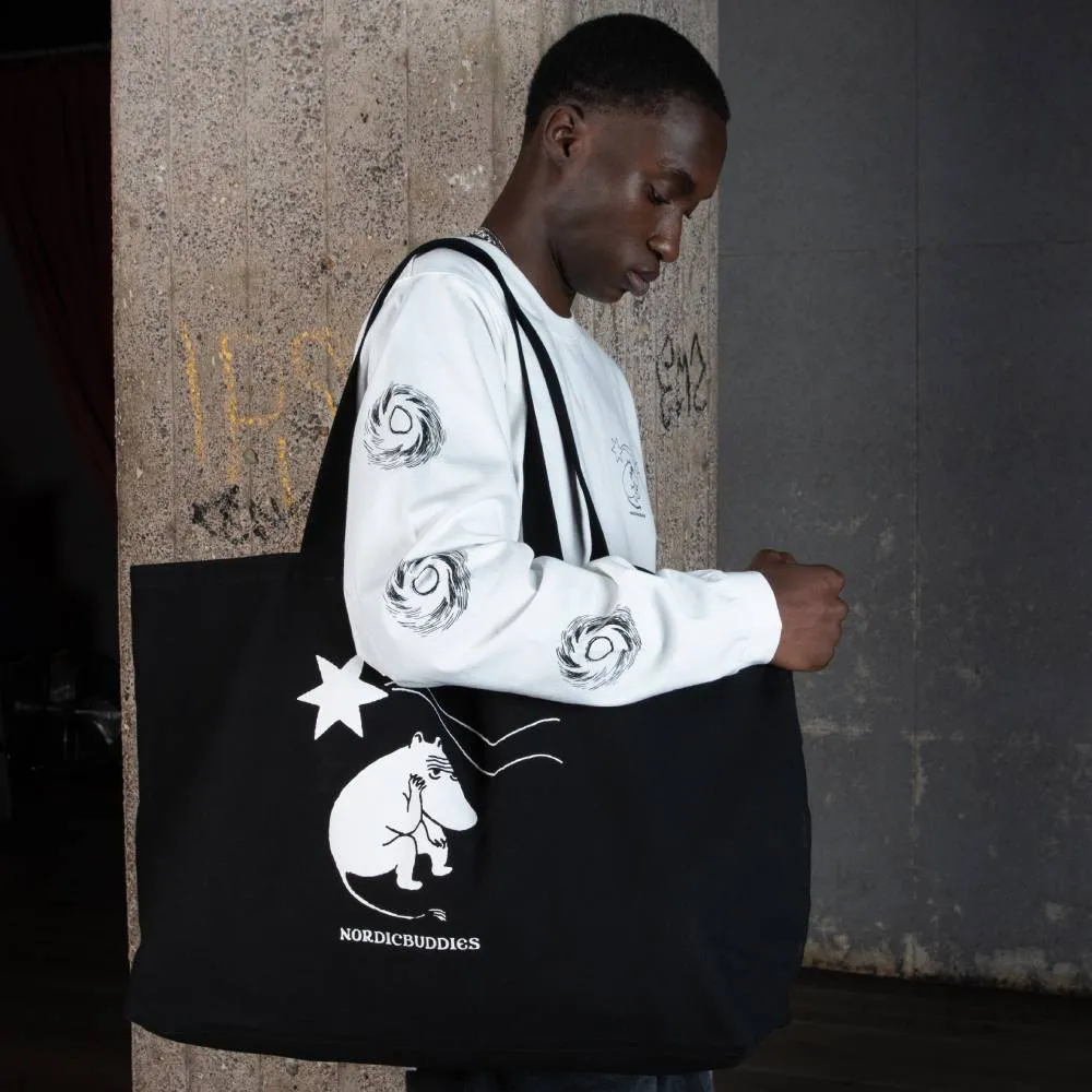 Moomintroll Comet tote bag XL noir coton