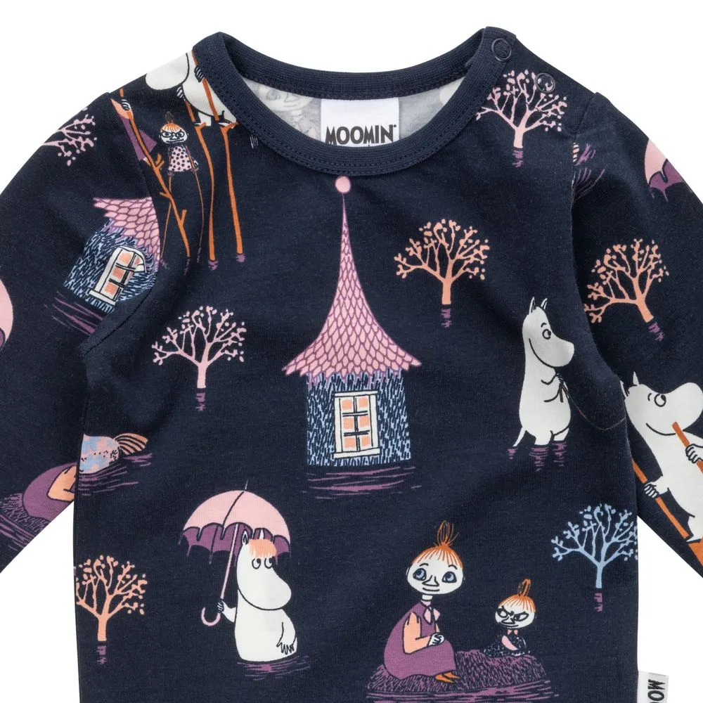 Moomintroll Flooding body bébé bleu foncé coton bio