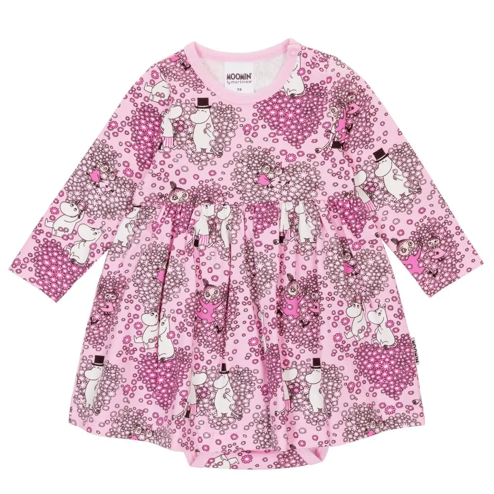 Moomintroll Friends robe-body bébé rose coton bio