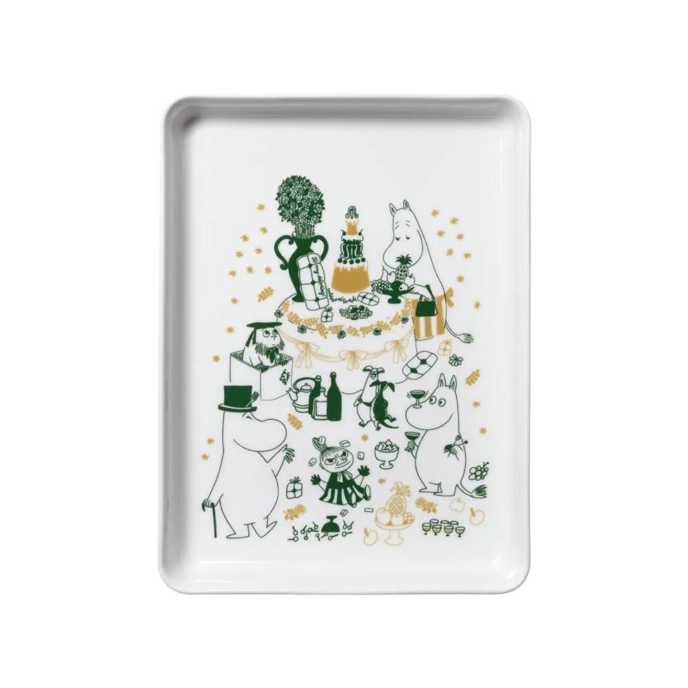 Moomintroll Gift of Love plat de service blanc 24x32 cm vitroporcelaine