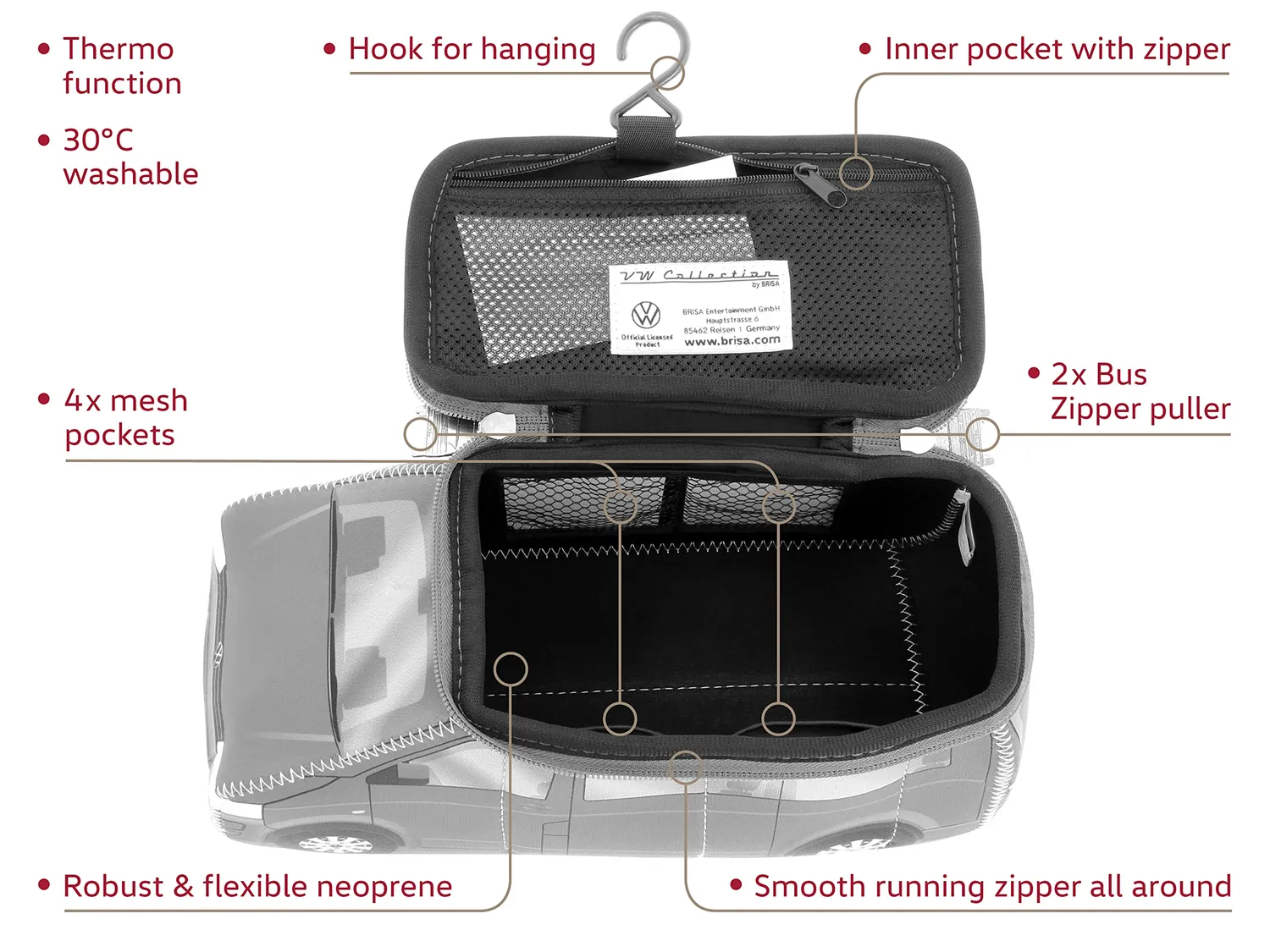 Brisa VW Collection T5 T6 trousse de toilette neoprene