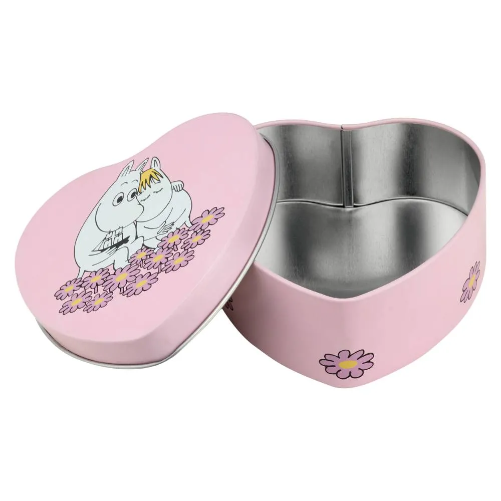 Moomintroll Together boîte coeur métal rose 10 cm