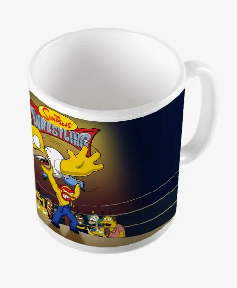 Pixgoodies Les Simpson Wrestling Homer vs Willie mug 325 ml
