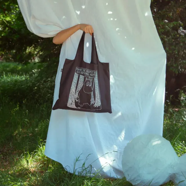 Moomintroll Comic Adventures tote bag recyclé noir blanc