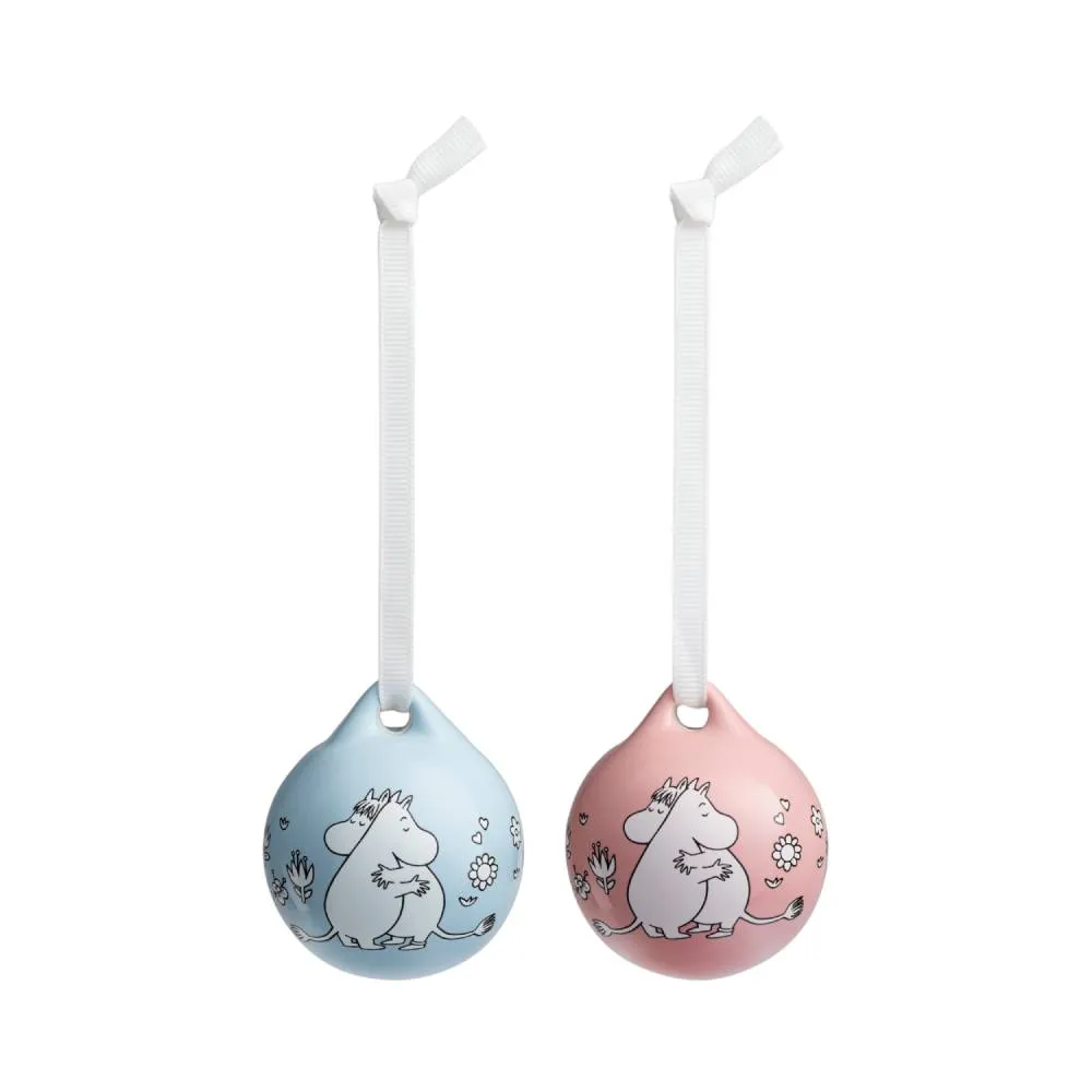 Moomintroll Love boules de Noël lot de 2 porcelaine 5 cm