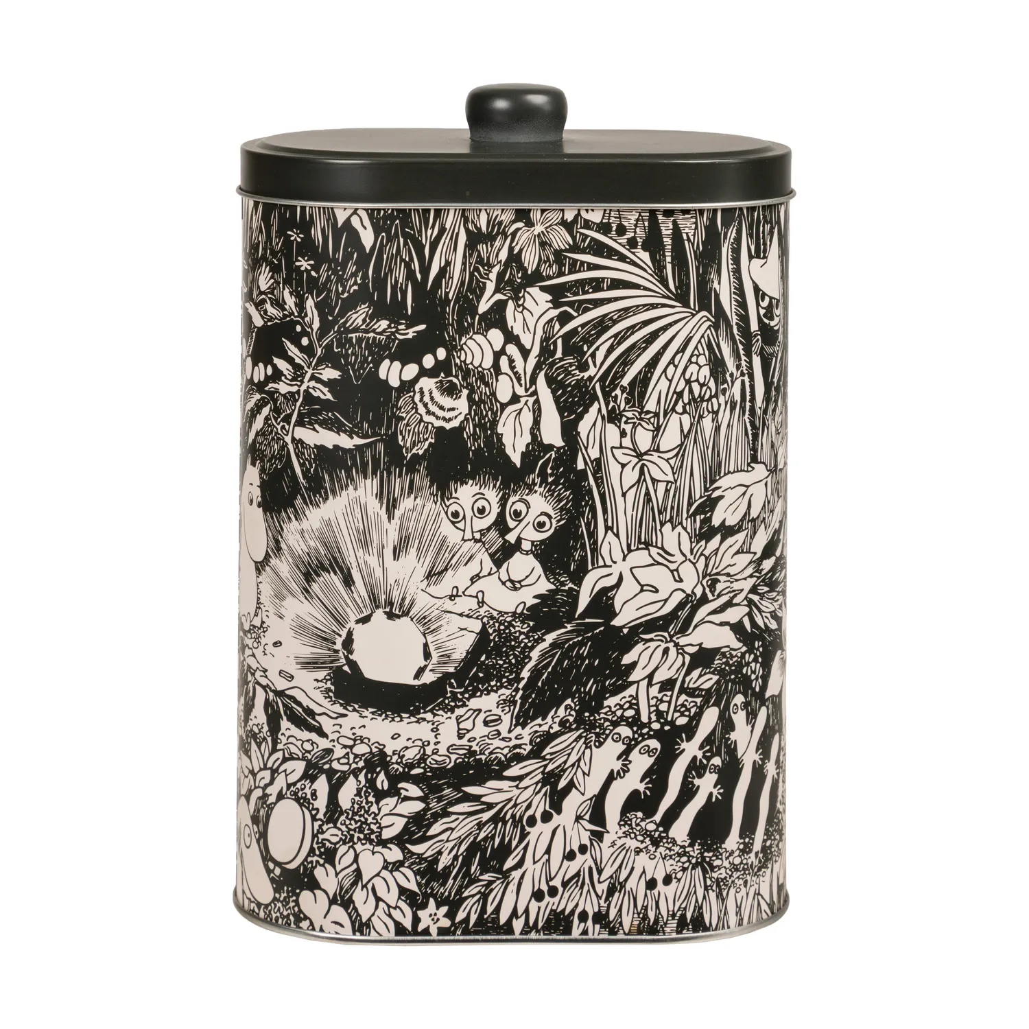 Moomintroll Ruby boîte ovale noir et blanc métal