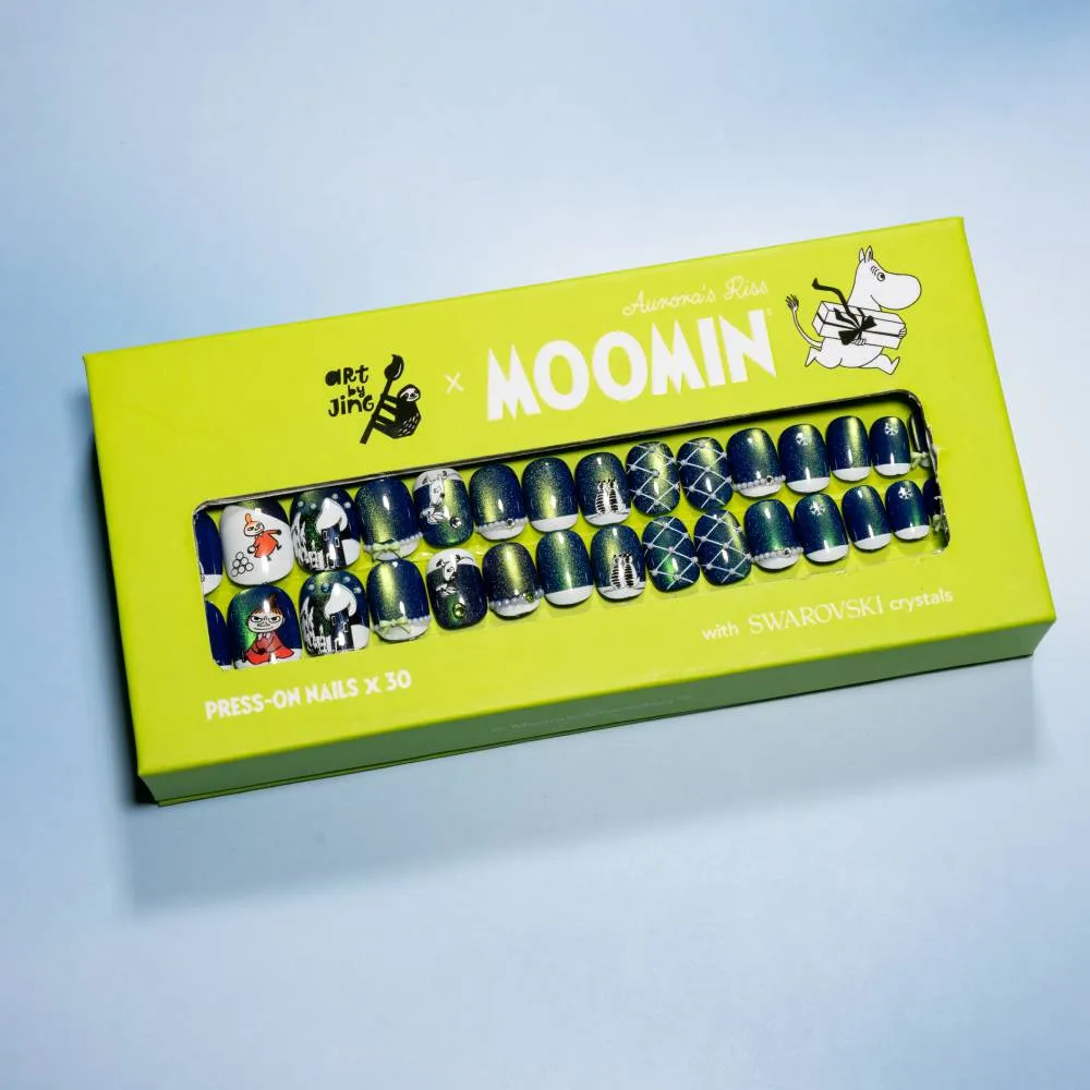Moomintroll Aurora's Kiss faux ongles verts 30 pcs réutilisables