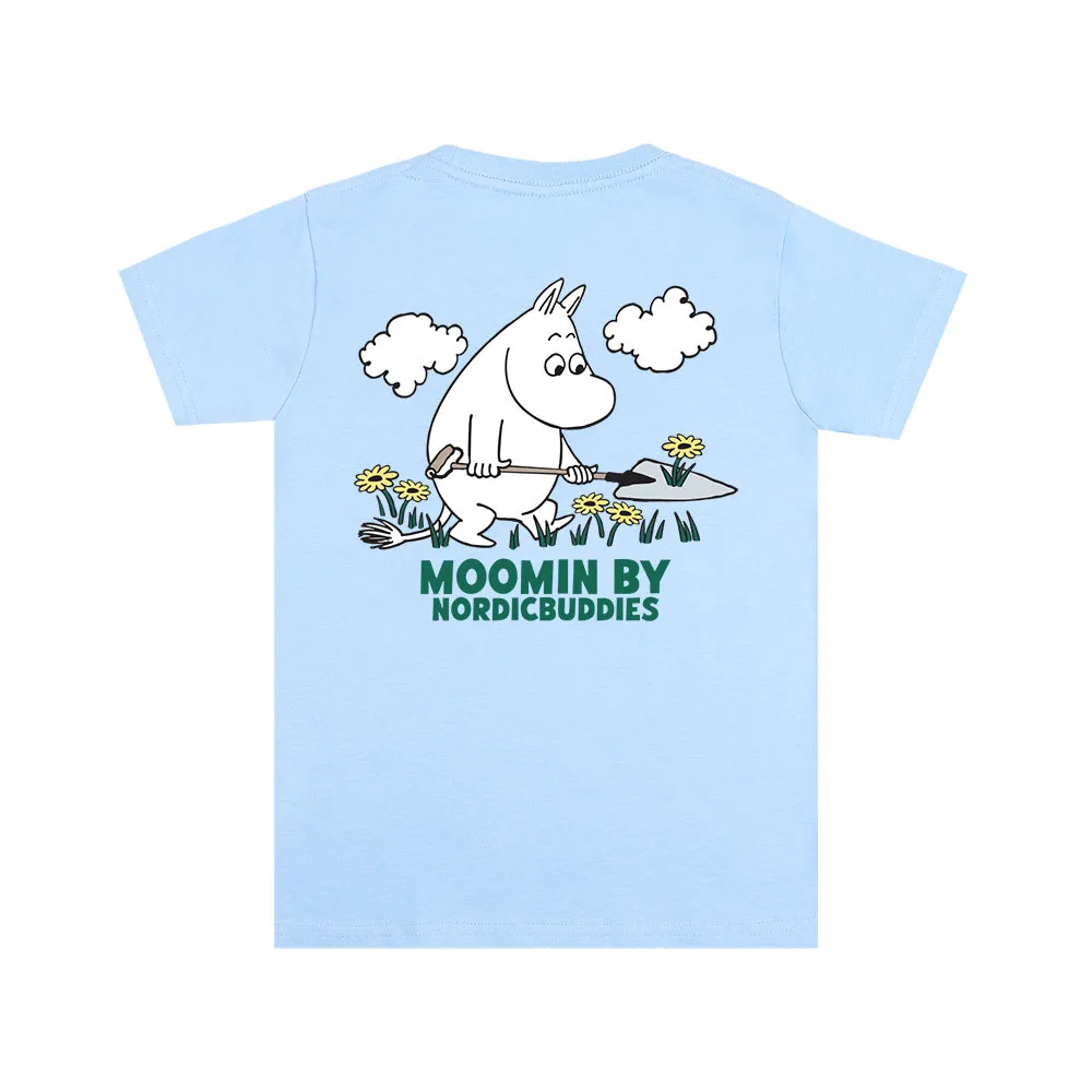Moomintroll Gardening t-shirt enfant bleu clair coton