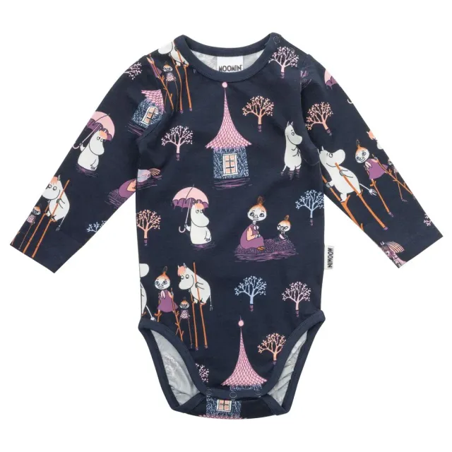Moomintroll Flooding body bébé bleu foncé coton bio