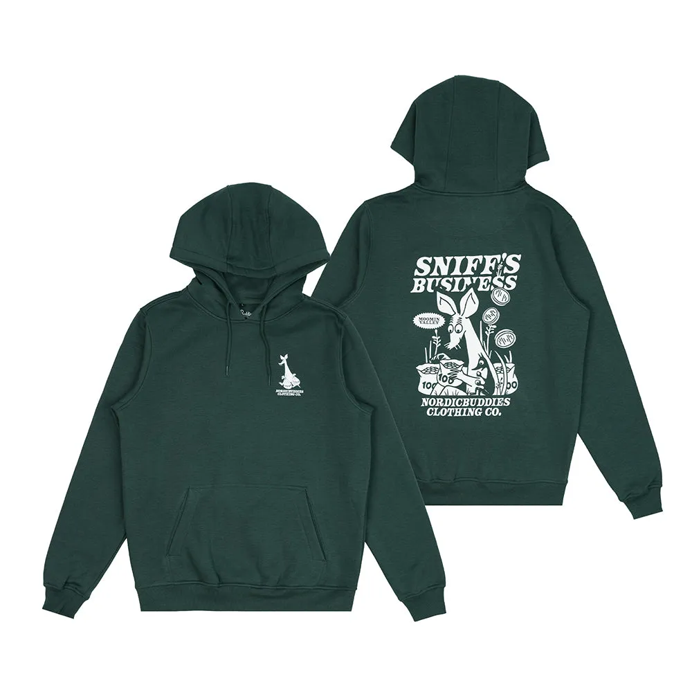 Moomintroll Sniff's Business hoodie vert foncé coton