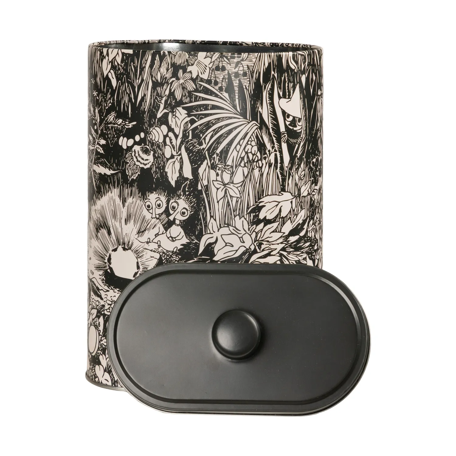 Moomintroll Ruby boîte ovale noir et blanc métal