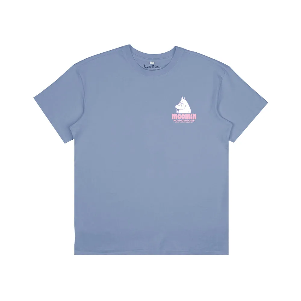 Moomintroll Walking t-shirt bleu coton unisexe oversize