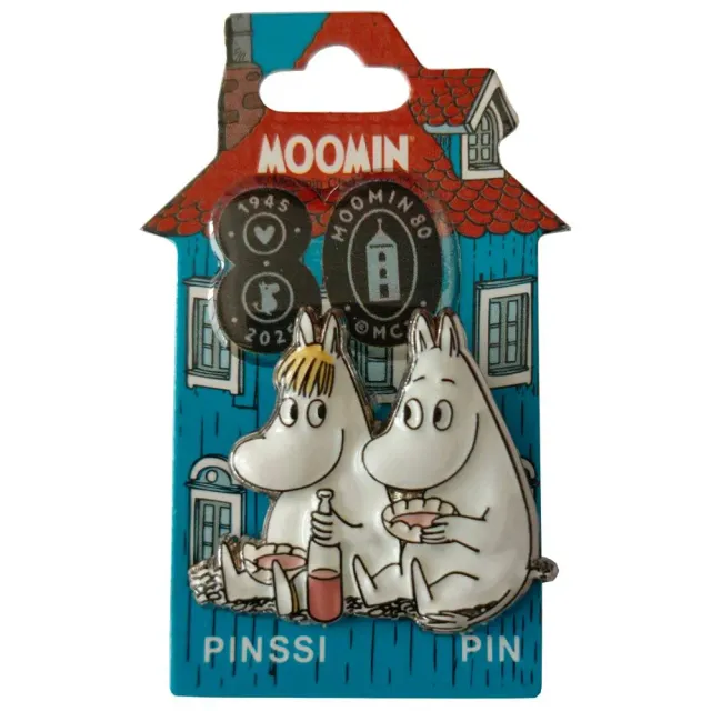 Moomintroll Picnic Moomintroll & Snorkmaiden pin's 3D