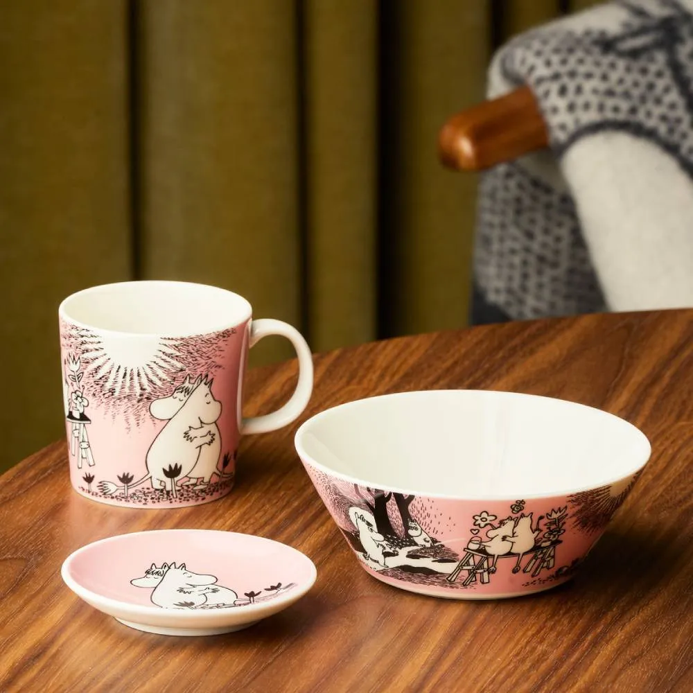 Moomin Arabia Love assiette mini rose 10,5 cm vitroporcelaine