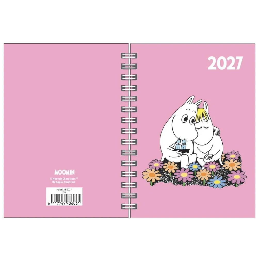 Moomintroll Love Diary agenda 2027 rose A6