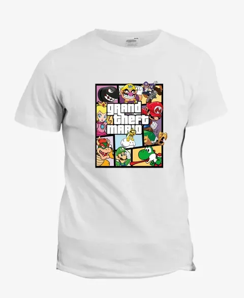 Pixgoodies Mario Grand Theft Mario t-shirt coton gangster