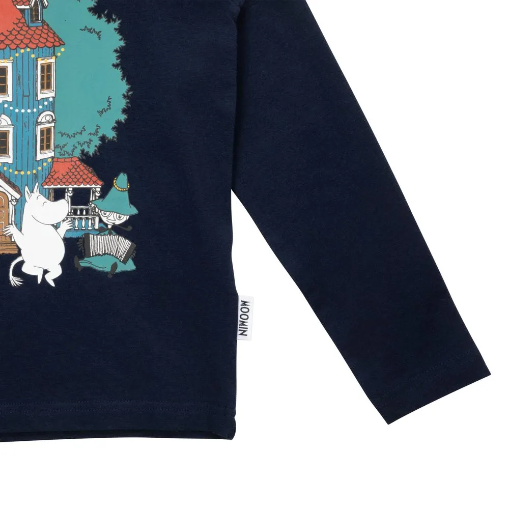 Moomintroll Festivity sweat enfant bleu foncé coton