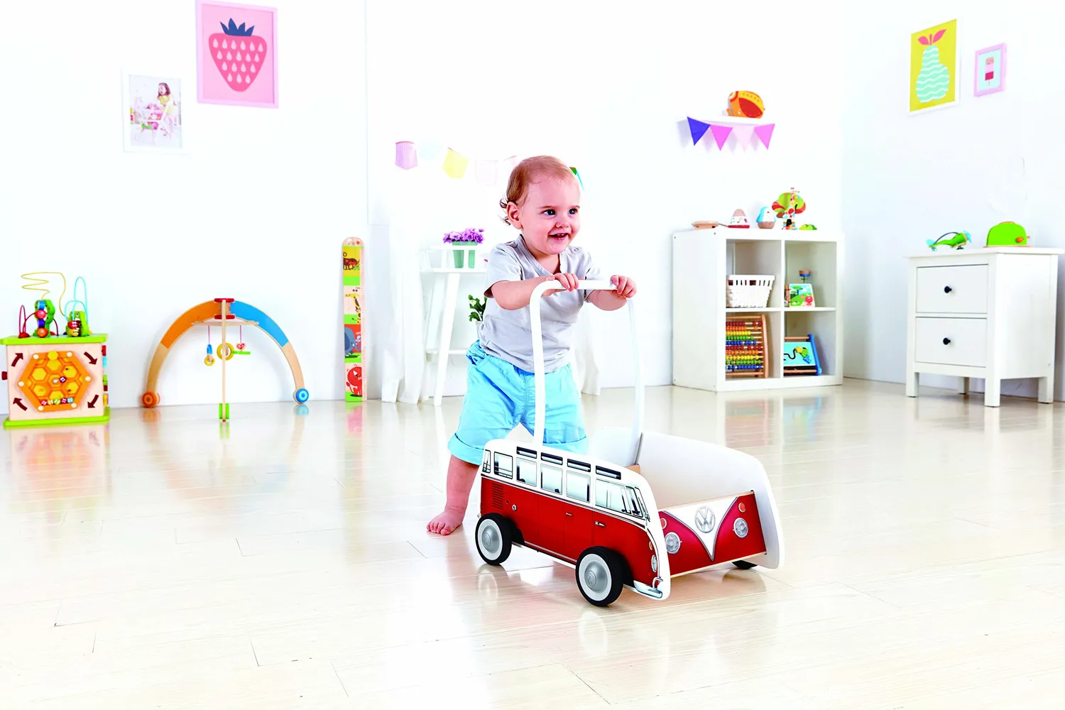 Brisa VW T1 Combi trotteur bébé en bois chariot marche